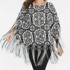 Chico's Power Emblem Poncho with Fringes